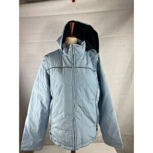 Esprit Womens L Winter Jacket Light Blue Detachable Hood & Sleeves Full Zip EUC